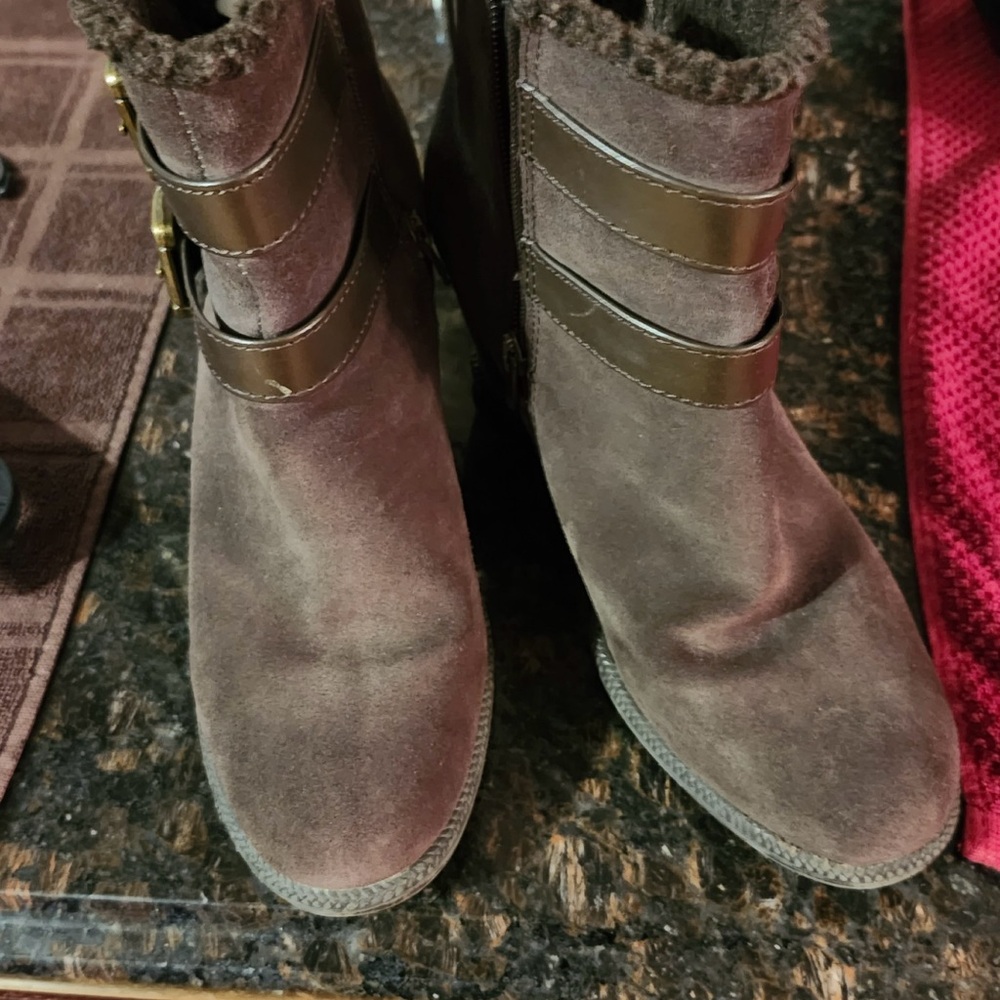Call It Spring Brown Ankle Boots with Buckle Detail